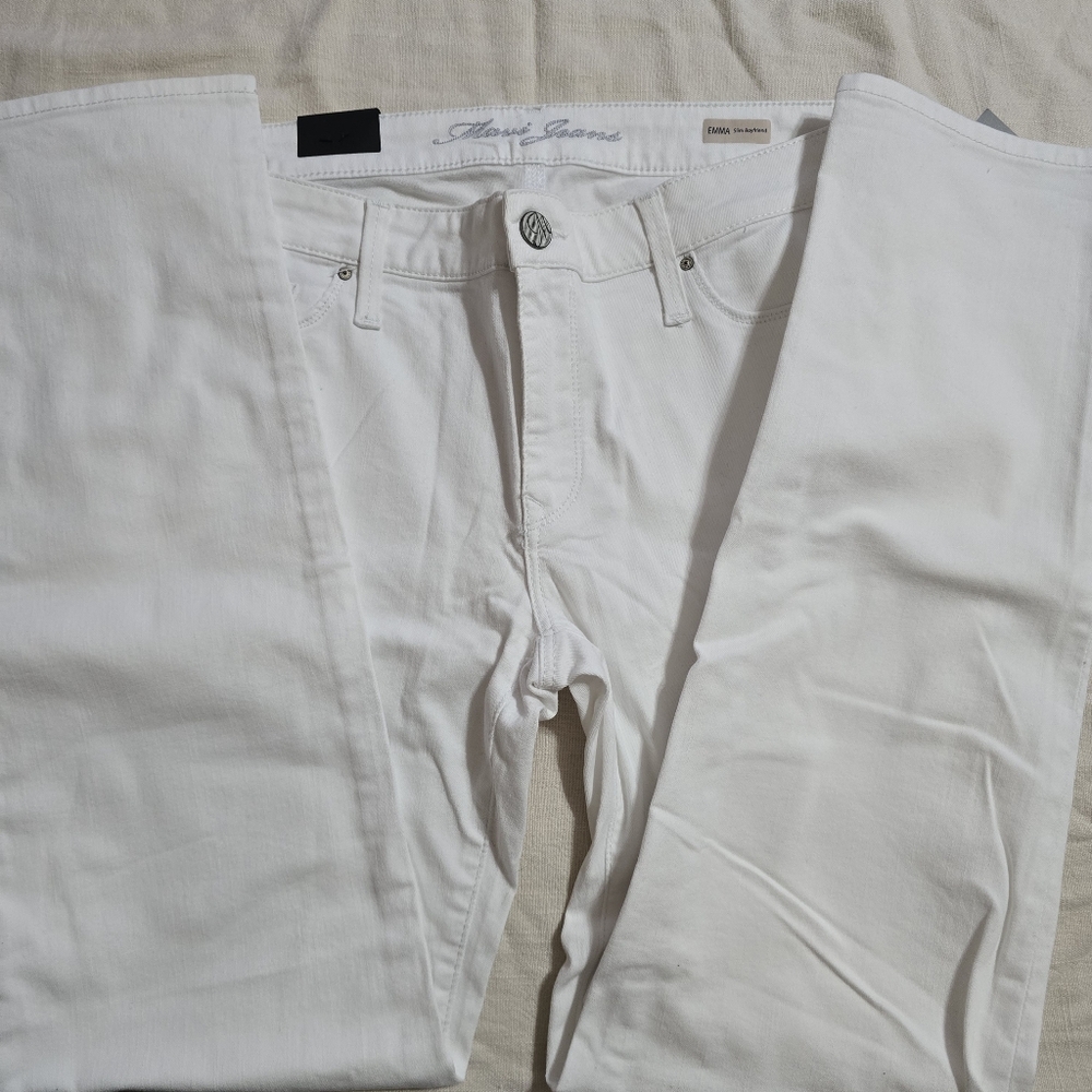 Mavi Emma Slim Boyfriend White Denim Jeans Sz 32 NWT